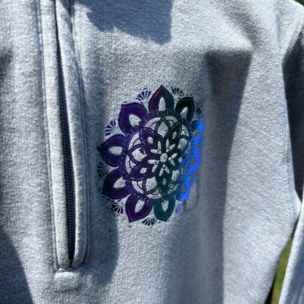 Youth Large Tunic Sweatshirt with holographic floral design - like NEW! - Picture 6 of 10